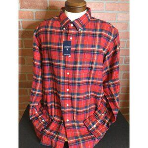 NWT Cremieux Mens Red Flannel Shirt Plaid Button Down Size XXL 2X